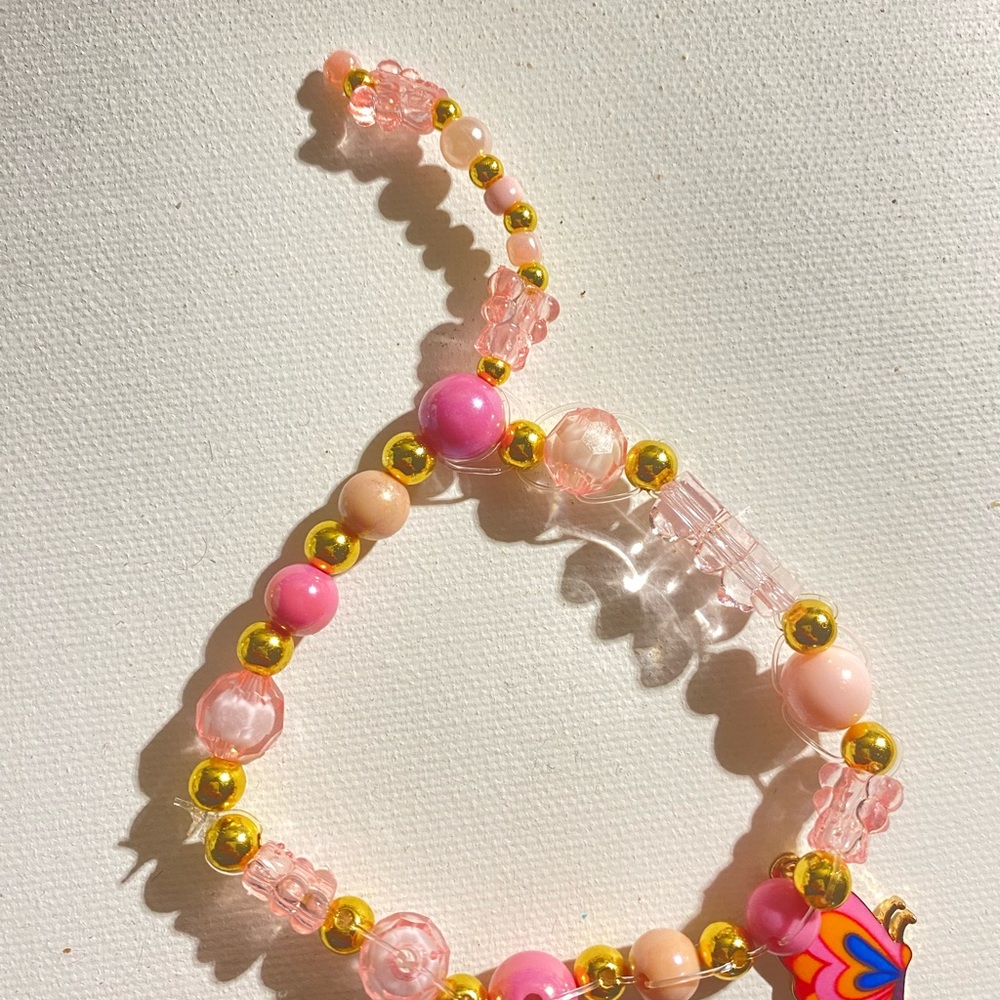 Pink and Gold Beaded Kids Bracelet